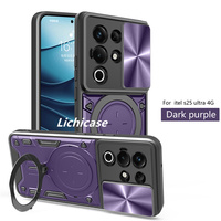 Lichicase Multi Color Armor Design Support magnétique Couverture arrière pour Itel S26 Pochette de téléphone ultra antichoc