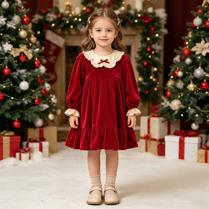 Nuovo <span class=keywords><strong>Vestito</strong></span> Natalizio per Bambine, Abbigliamento Invernale, Abito da Festa per Bambine con Fiocco <span class=keywords><strong>Rosso</strong></span>, Vestiti da Principessa per Bambine - Product Image 1