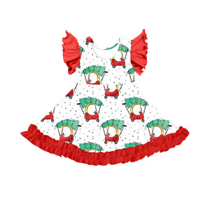 Robe pour petite fille en soie de lait, imprimée, à manches volantées, douce et respirante, style décontracté, longueur genou, pour enfants, ODM - Product Image 5