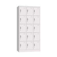 Casier métallique à 15 portes, armoire de rangement en acier multi-compartiments, casier personnalisable pour salle de sport, école, vestiaire