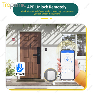 Wifi kết nối không thấm nước gỗ hợp kim nhôm thông minh cổng khóa đầu đọc dấu vân tay 6068 Mortise Keyless xử lý cho ngoài trời phía trước - Product Image 5