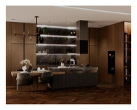 Armoire de cuisine murale en bois avec porte en verre italien de luxe avec évier