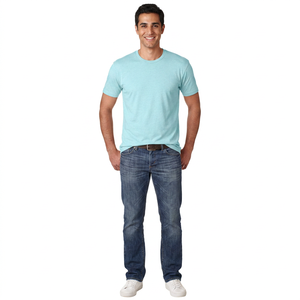 T-shirts pour hommes à col rond, coupe classique, grande taille, manches courtes, unis, respirants, séchage rapide, en spandex/polyester, pour l'été - Product Image 1