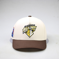 Gorras de Béisbol Personalizadas con Logotipo Bordado, Unisex, de 5 Paneles, con Visera Curva, Cierre a Presión, Impermeables, de Tela Dobby Dot, de Dos Tonos