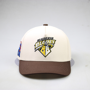 Casquettes de baseball unisexes à 5 panneaux avec logo brodé personnalisé, visière incurvée, fermeture <span class=keywords><strong>snapback</strong></span>, imperméables, en tissu Dobby Dot bicolore - Product Image 2