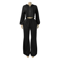 Ensemble de mode streetwear ample pour femmes BR7115, sweat à capuche court à épaules tombantes et manches bouffantes