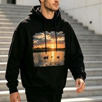 Sweat-shirt en molleton d'hiver personnalisé, coupe ample et oversize, avec impression numérique directe à jet d'encre, unisexe.