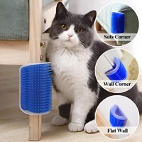 Brosse de toilettage murale d'angle pour chat avec herbe à chat, peigne massant doux pour le visage, pour chats à poils longs ou courts et chatons