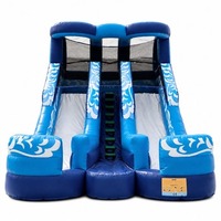 Toboggan aquatique gonflable géant commercial à double piste pour fêtes au bord de la piscine et divertissements aquatiques
