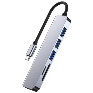 חדש 6 ב 1 Usb C רכזת SD ו TF כרטיס קורא Usb 3.0 רב פונקצית HD-MI סוג C Hub נתונים מתאם 4k וידאו פלט CY069