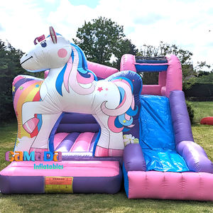 Château gonflable pour enfants à vendre, lit à bascule gonflable avec toboggan, thème licorne, parc pour filles, fête d'anniversaire - Product Image 6