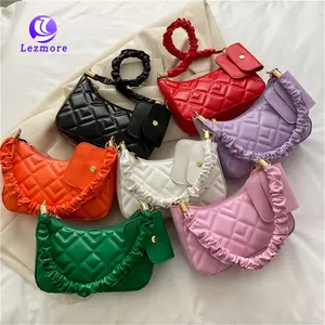Fashion Pu Leather Wrinkled Underarm Shoulder Bag Casual Handbags & Purse Underarm Handbags Women Tote Bags