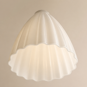 Paralume <span class=keywords><strong>in</strong></span> <span class=keywords><strong>Vetro</strong></span> Sodico-Calcico Soffiato a Mano, Stile Conchiglia Scanalata, Facile da Pulire, Ricambio per Lampada a Sospensione per Hotel e B&B - Product Image 3