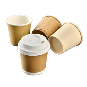 Taza de <span class=keywords><strong>café</strong></span> con grabado Biodegradable, vaso de papel Pla de impresión desechable con tapa, venta al por mayor - Product Image 1