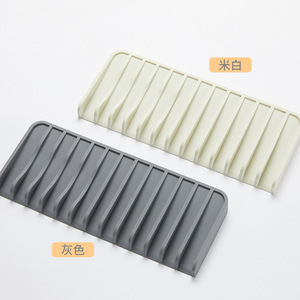 Zhixi Silicone Soap Dish Rectangular Self Drain Suction Cup Bathroom Sink Organizer Slate Gray - Product Image 5