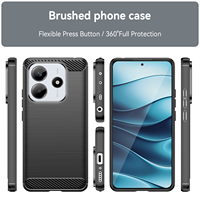 Pour étui Redmi Note 14 5G, couverture de téléphone portable en TPU souple antichoc en ligne brossée à texture en fibre de carbone noire pour Redmi Note 14 Pro +