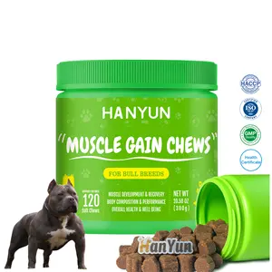 Anjing memperlakukan Logo kustom bubuk suplemen Protein anjing Promosi pemulihan latihan suplemen gemuk otot untuk anjing