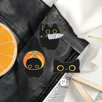 Épinglette décorative en métal émaillé noir mignon pour sac à dos, veste, sac – Idéale pour Halloween, le Nouvel An chinois, la remise des diplômes, et la mode
