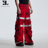 Pantalon cargo de pompier LARSUR, fabriqué sur mesure, effet usé, lavage délavé, bandes réfléchissantes, panneaux, détachable, jean de travail pour pompiers