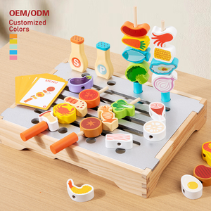 Classique nouveau Design créatif en bois jeu de table <span class=keywords><strong>cuisine</strong></span> Barbecue Cognition apprentissage mode jouet éducatif pour garçons et filles - Product Image 1