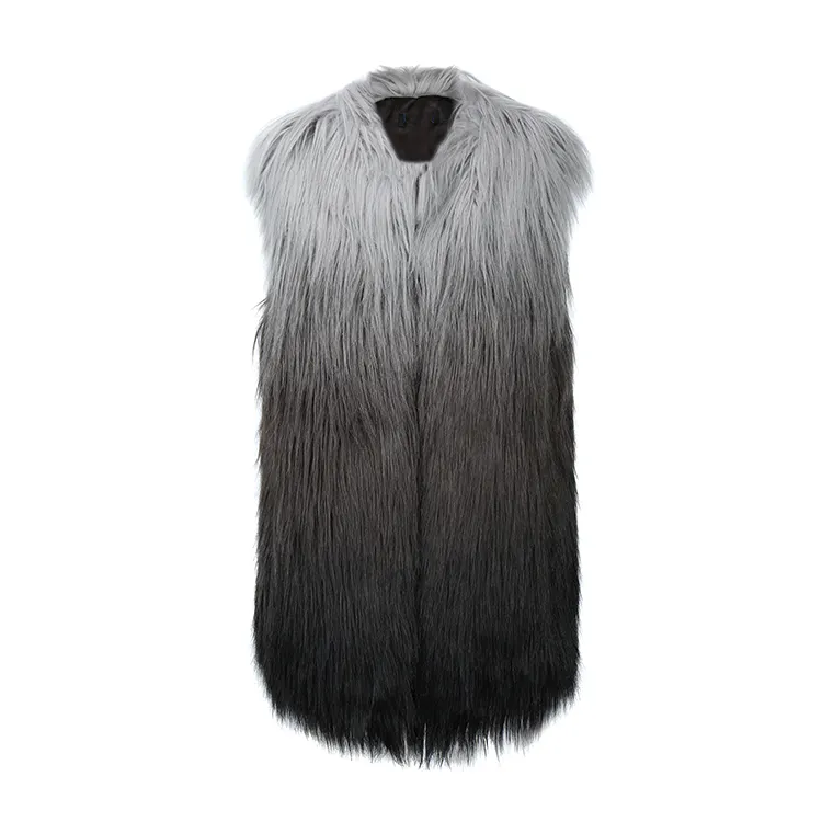 卸売カスタムファッション冬の女性ノースリーブフェイクファーベストコートプラスサイズフェイクファーコート