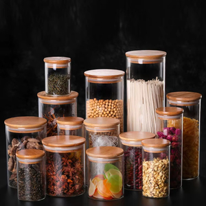Recipientes de Vidrio con Tapa de Bambú, Recipientes para Almacenamiento de Alimentos, Frascos de Vidrio con <span class=keywords><strong>Tapas</strong></span> de Bambú - Product Image 2