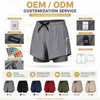 Pantalones Cortos Deportivos 2 en 1 para Hombre con Logotipo Personalizado OEM, de Secado Rápido, Profesionales, para Gimnasio y Entrenamiento, con Forro de Compresión