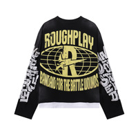 Ensemble deux pièces décontracté et tendance en coton pur respirant à manches longues, imprimé rétro effet feuille d'argent, coupe ample, style streetwear déchiré