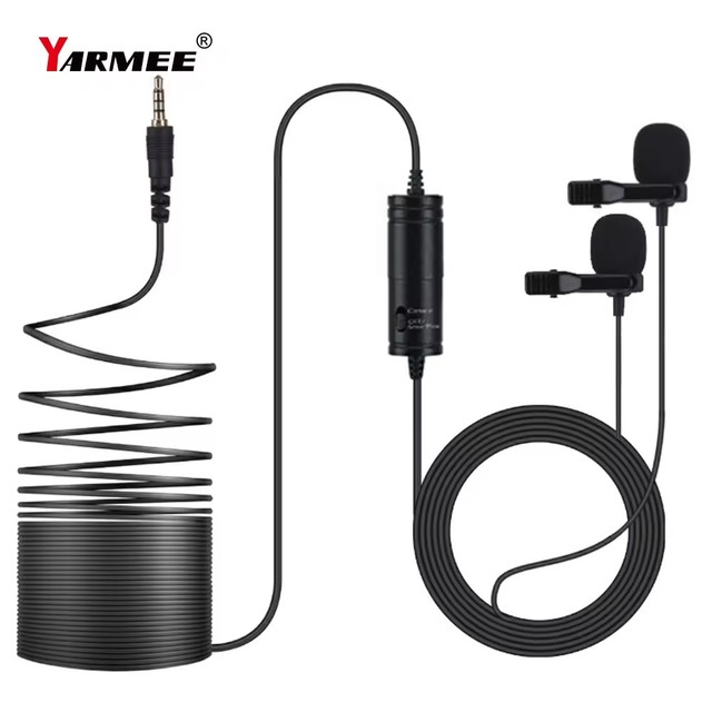 Portable 3.5mm Wired Lavalier Microphone Clip Metal Plastic Lapel Smartphone Phone Recording Equipment for Live Microphone
