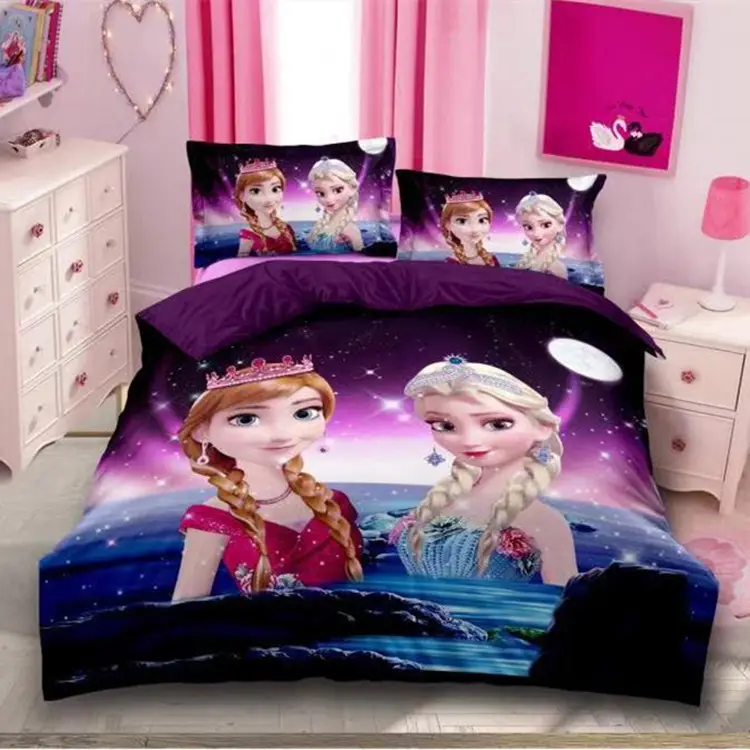 3D Princess Brushed Microfiber Bedding Set Children Girl Teens set Duvet Cover Set