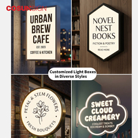 Boîte à lumière LED double face en aluminium mince, à fixation murale, pour publicité latérale