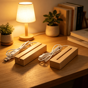 Modern Design LED Wooden Lamp Luminous Acrylic DIY Wooden Base Suitable for Gifts and Weddings Wooden Visual LED Night Light - Product Image 2