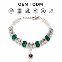 Collier pour animaux de compagnie en pierre facettée vert foncé pour chats et chiens, colliers personnalisés pour animaux de compagnie