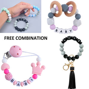 14 colores 12mm cuentas de <span class=keywords><strong>silicona</strong></span> carta bebé mordedor cuentas en Sert en <span class=keywords><strong>chupete</strong></span> <span class=keywords><strong>Cadena</strong></span> de <span class=keywords><strong>chupete</strong></span> Clips de alfabeto cuentas bebé juguete - Product Image 3
