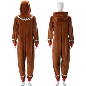YUIQPKJX Pijama de forro polar unisex con cremallera y diseño de pan de jengibre, disfraz con capucha de Navidad, ropa de dormir para hombres y mujeres - Product Image 4
