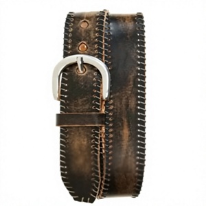 <b>Vintage</b> Cow Hide Leather <b>Belt</b> with Silver Pin Buckle Solid Color Casual Durable Design One-piece Molding - Product Image 1