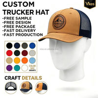 Casquette de baseball respirante en maille avec patch en cuir brodé personnalisé, casquette de camionneur à 6 panneaux, casquettes de camionneur personnalisées, Gorras Richardson 112