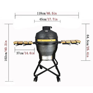 Four à rôtir en céramique KIMSTONE, fabricant, 18 pouces, Kamado, gris, glaçure mousse, barbecue, rôtisserie, poulet, Caja China - Product Image 6