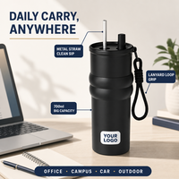 Gobelet isotherme sous vide en acier inoxydable 316, 700 ml, à double paroi, avec sangle de transport, design élégant pour femme, pour voiture, garde au chaud
