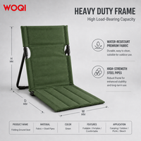 WOQI Siège de plage pliant sans pieds, chaise de sol rembourrée avec dossier, chaise longue ultra-plat portable pour pelouse OEM