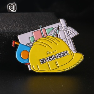 Insigne d'architecte comptable en métal nickelé noir personnalisé insigne d'ingénieur en émail doux logo magnétique - Product Image 5