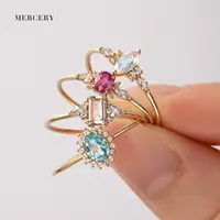 Mercery مجوهرات 2022 موضة مجوهرات مصممة بشكل جميل عالية الجودة 14K الصلبة الذهب خواتم الأحجار الكريمة للنساء