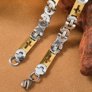 Bijoux de mode personnalisé 18k plaqué or en acier inoxydable croix Byzance chaînes à maillons colliers pour femmes - Product Image 3