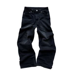 Wholesale Stone Washed Lvory Denim <b>Men's</b> Baggy <b>Jeans</b> Custom Logo <b>Men</b> Faded Washed <b>High</b> <b>Waist</b> Pants Casual Stock <b>Jeans</b> for <b>Men</b> - Product Image 3