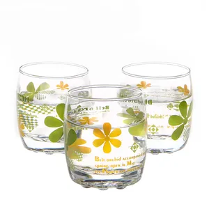 flowers drinking glass set of 6pcs cheap glass cup imprinting logo 200ml custom water glasses