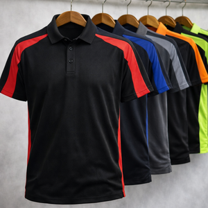 เสื้อโปโลทีมแบบกำหนดเองสำหรับผู้ชาย ตัดต่อสีตัดกัน ระบายอากาศได้ดี แห้งเร็ว ผลิตจากโพลีเอสเตอร์ เหมาะสำหรับชุดยูนิฟอร์ม ชุดทำงาน ชุดกอล์ฟ ปักโลโก้ รับผลิตแบบ OEM - Product Image 1