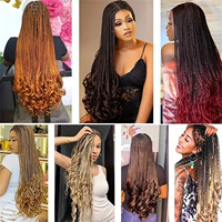 Tresses françaises 22 pouces, boucles françaises, tresses au crochet, extensions de cheveux synthétiques pré-étirées, mèches, tresses