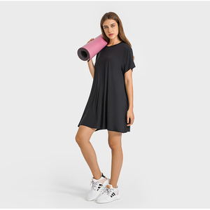 T-shirt Long à col rond pour femmes, vêtement d'été, en Nylon, à <span class=keywords><strong>la</strong></span> mode française, longueur <span class=keywords><strong>des</strong></span> hanches, tenue décontractée, sensation de peau nue, quatre couleurs, S à XXL - Product Image 6