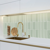 Azulejos de Pared Autoadhesivos Zailin 3D Verde Claro, Azulejos de Vinilo Brillantes para Decoración de Paredes de Cocina y Baño