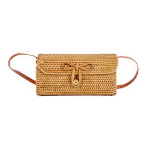 Hot Sale <b>Square</b> Shape Rattan Straw Shoulder Bag for Ladies Fashion Vintage Bohemian Dress Summer National Style Cotton Lining - Product Image 1